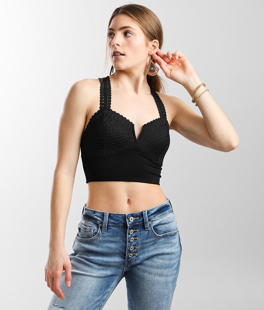 BKEssentials Lace Full Coverage Bralette - Women's Bandeaus/Bralettes in  Black