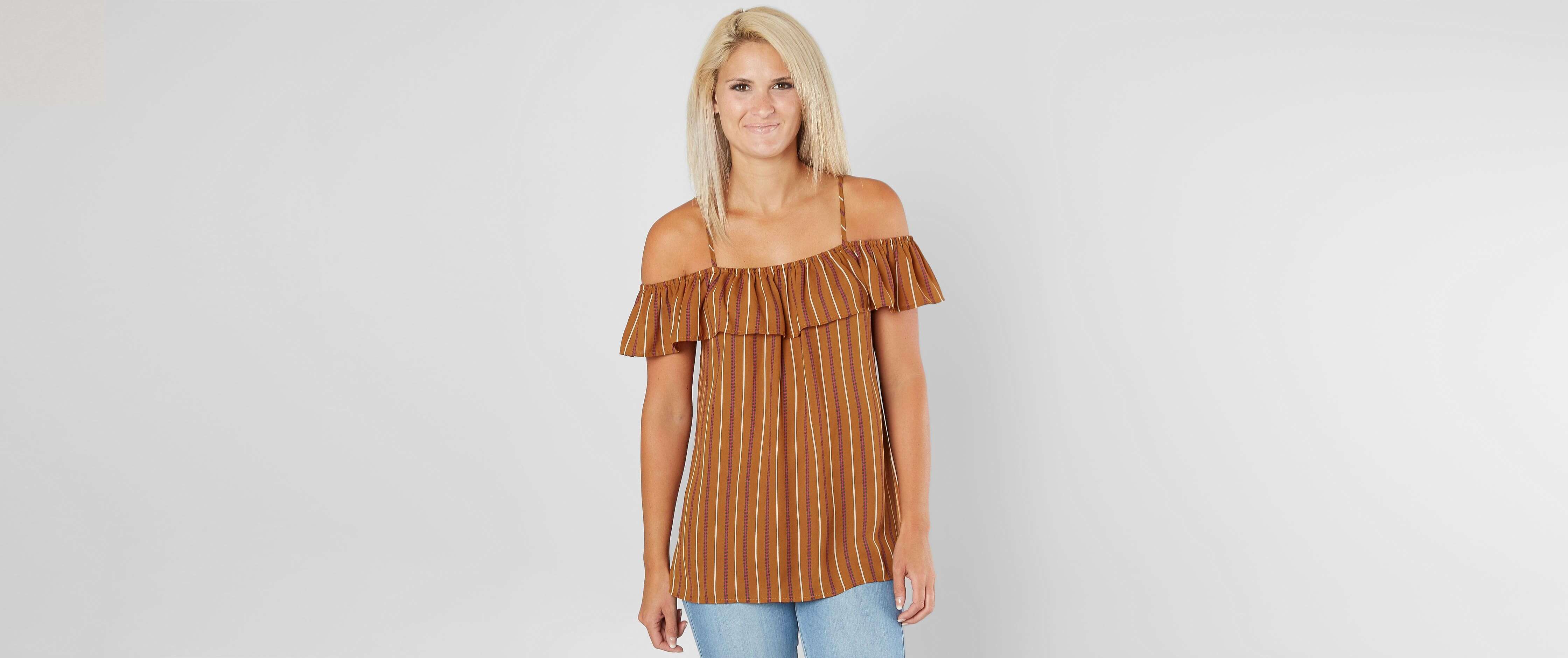 Image of Daytrip Striped Cold Shoulder Top