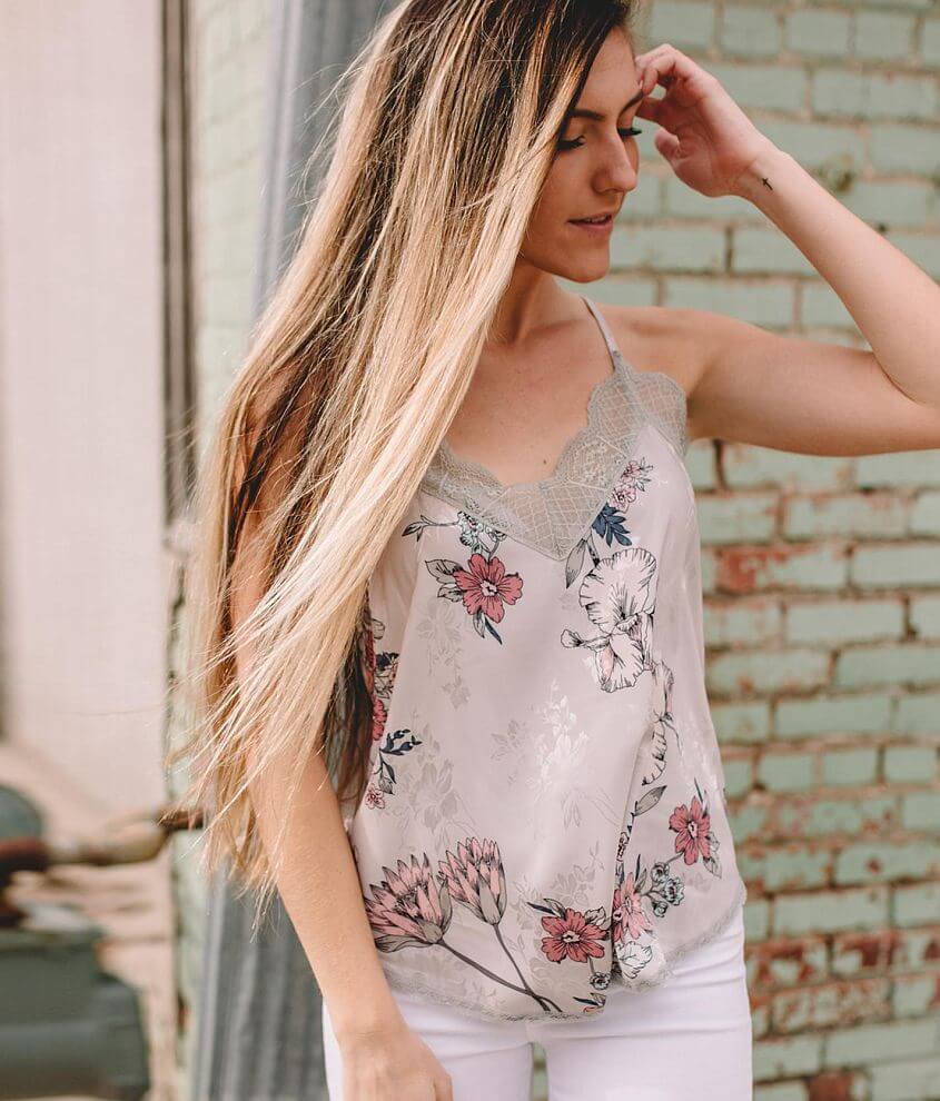 Willow &#38; Root Satin Floral Tank Top front view