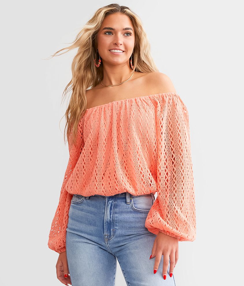 Daytrip Off The Shoulder Crochet Top - Women's Shirts/Blouses in ...
