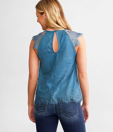 Daytrip Eyelash Lace A-Line Top BACK