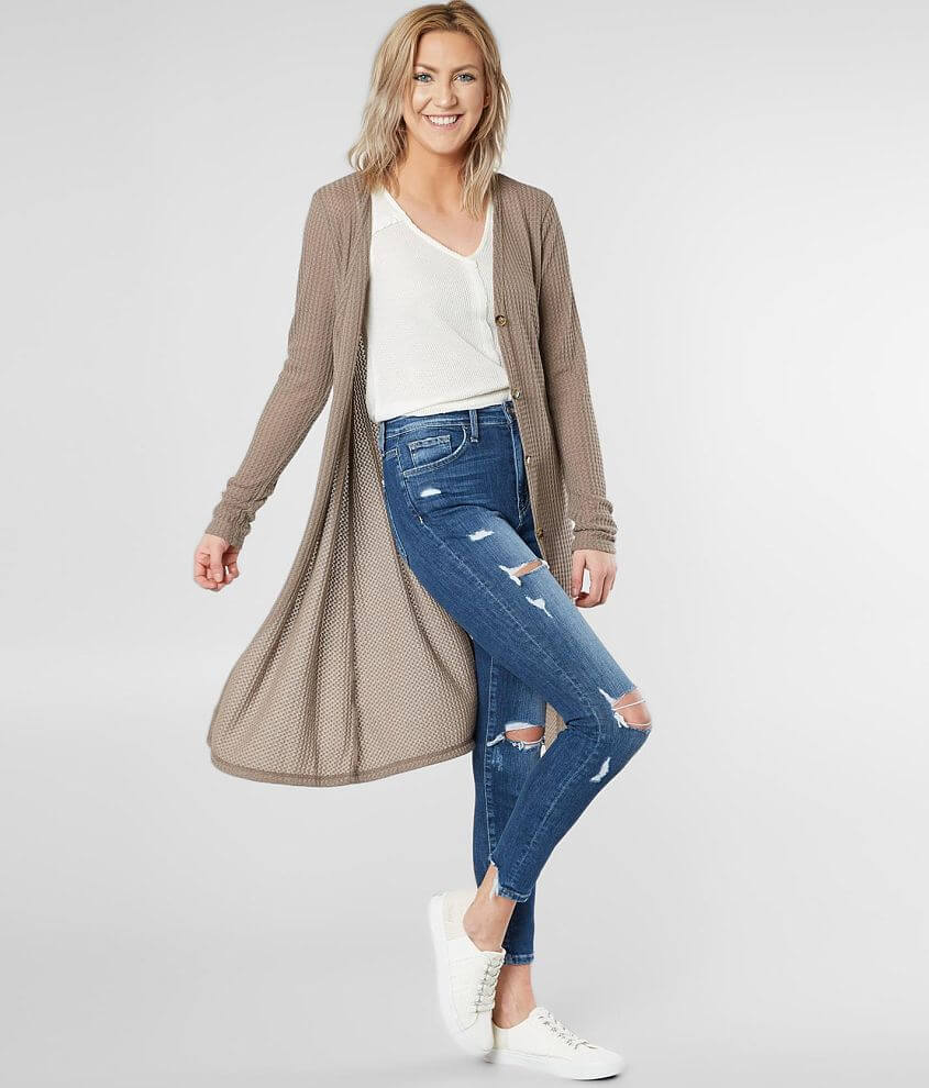 Daytrip Waffle Knit Cardigan Sweater