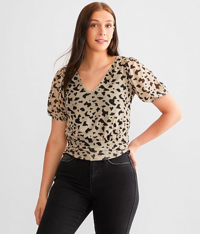 Daytrip Animal Print Mesh Top front view