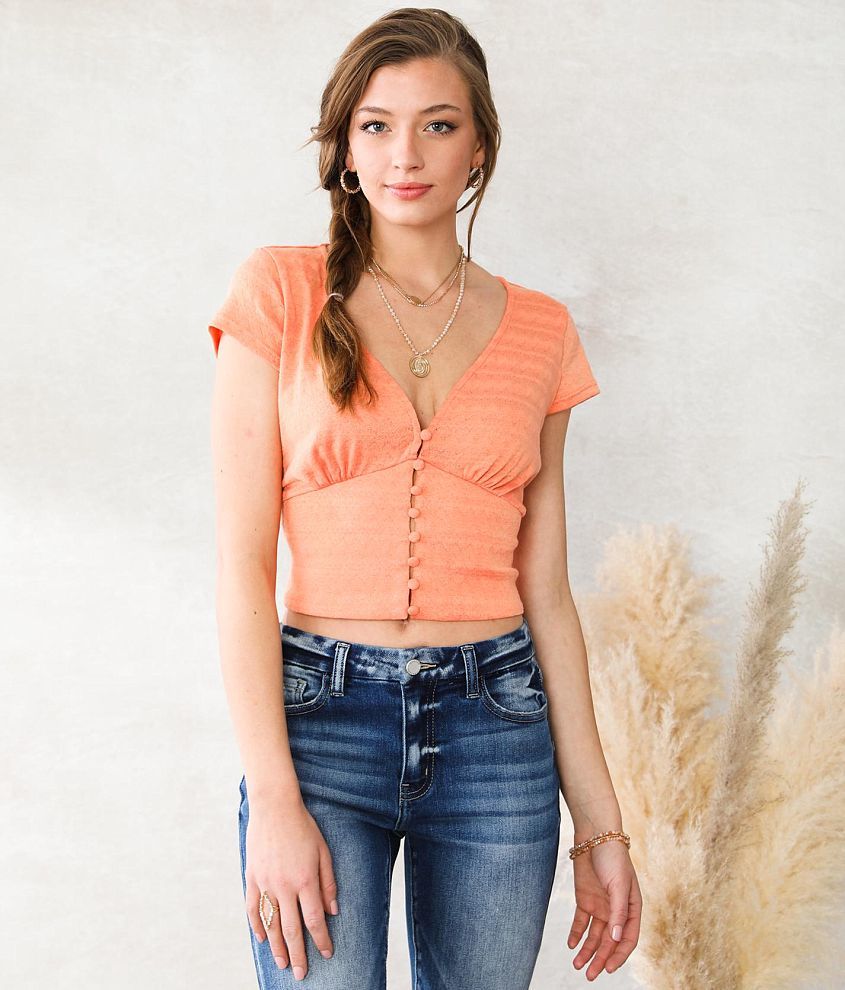 Willow &#38; Root Empire Knit Cropped Top front view