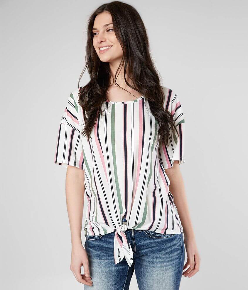 Daytrip Striped Front Tie Top front view