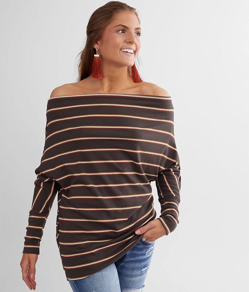 Daytrip Off The Shoulder Striped Top front view
