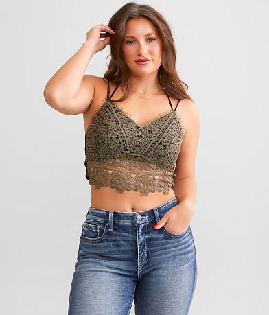 BKEssentials Floral Lace Full Coverage Bralette - Women's Bandeaus/Bralettes  in Deep Taupe