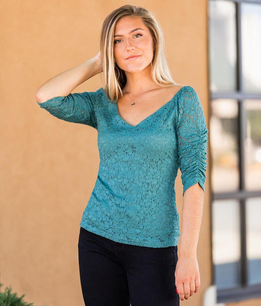 Willow &#38; Root Lace Eyelet Top front view