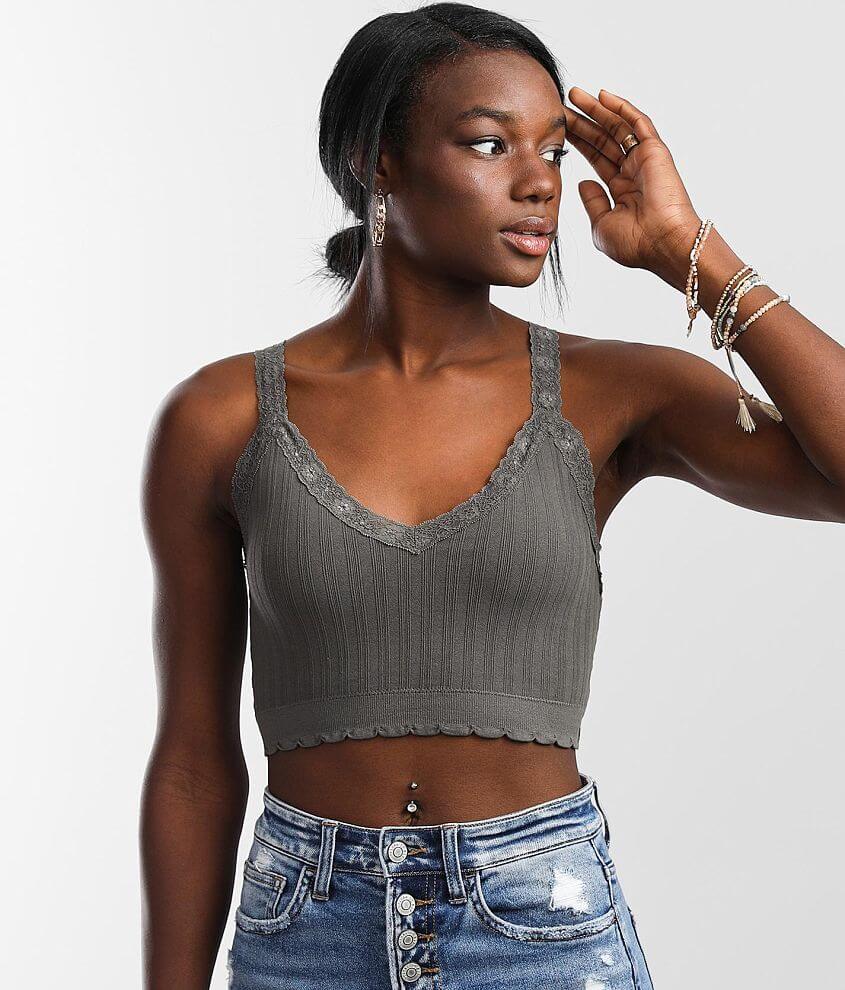 BKEssentials Ribbed Full Coverage Lined Bralette front view
