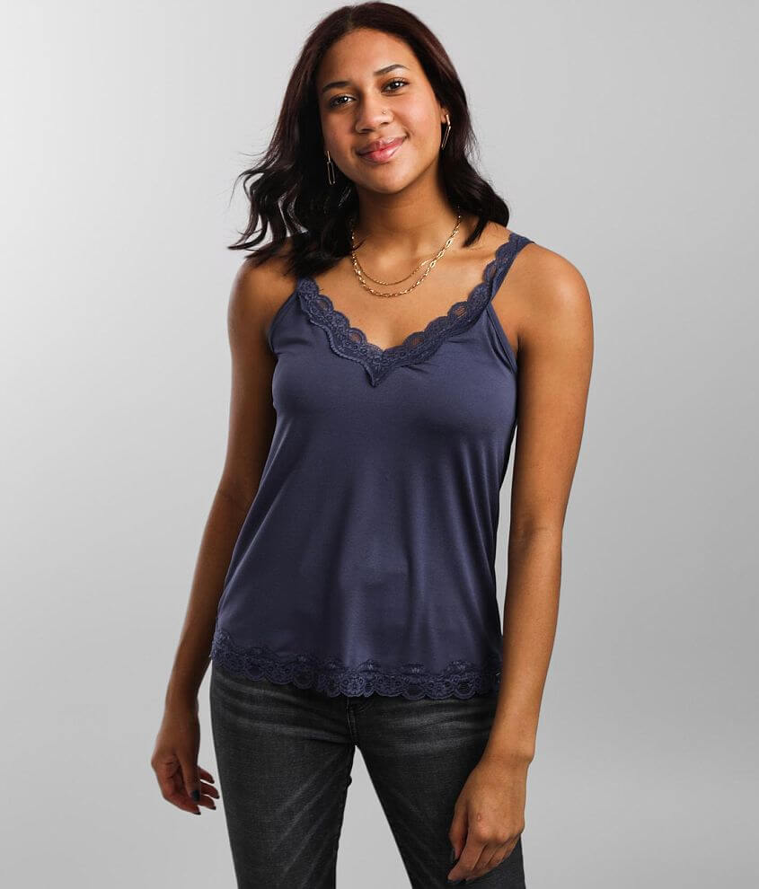 Willow & Root Lace Trim Peplum Tank Top - Women's Tank Tops in