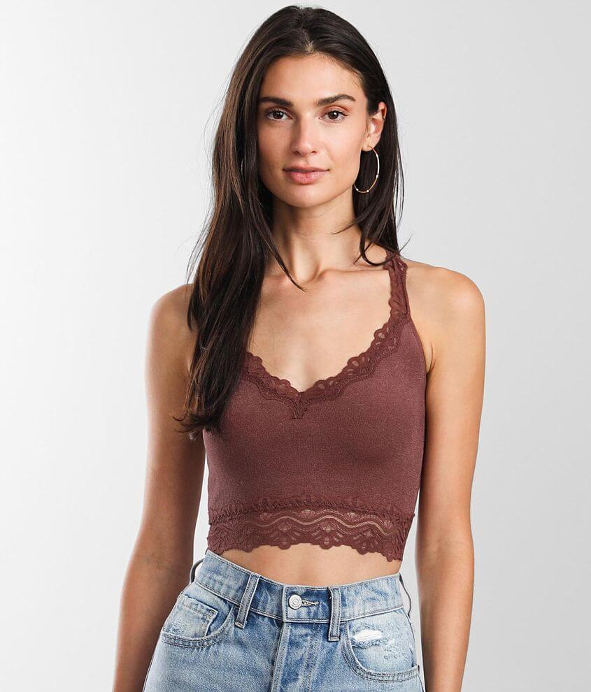 BKEssentials Lace Trim Lined Bralette - Women's Intimates in Marron | Buckle