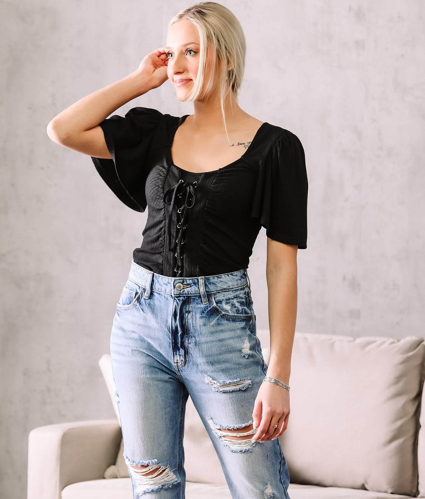 ruched lace top