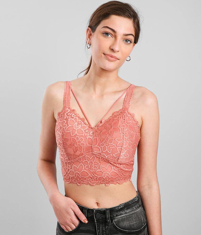 Daytrip Floral Lace Full Coverage Stretch Bralette - Women's Bandeaus/ Bralettes in Desert Sand