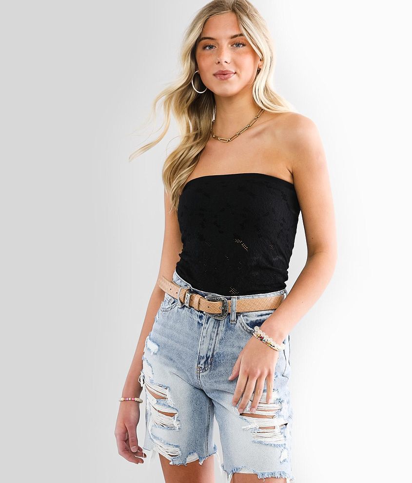 BKEssentials Laser-Cut Stretch Tube Top - Women's Shirts/Blouses