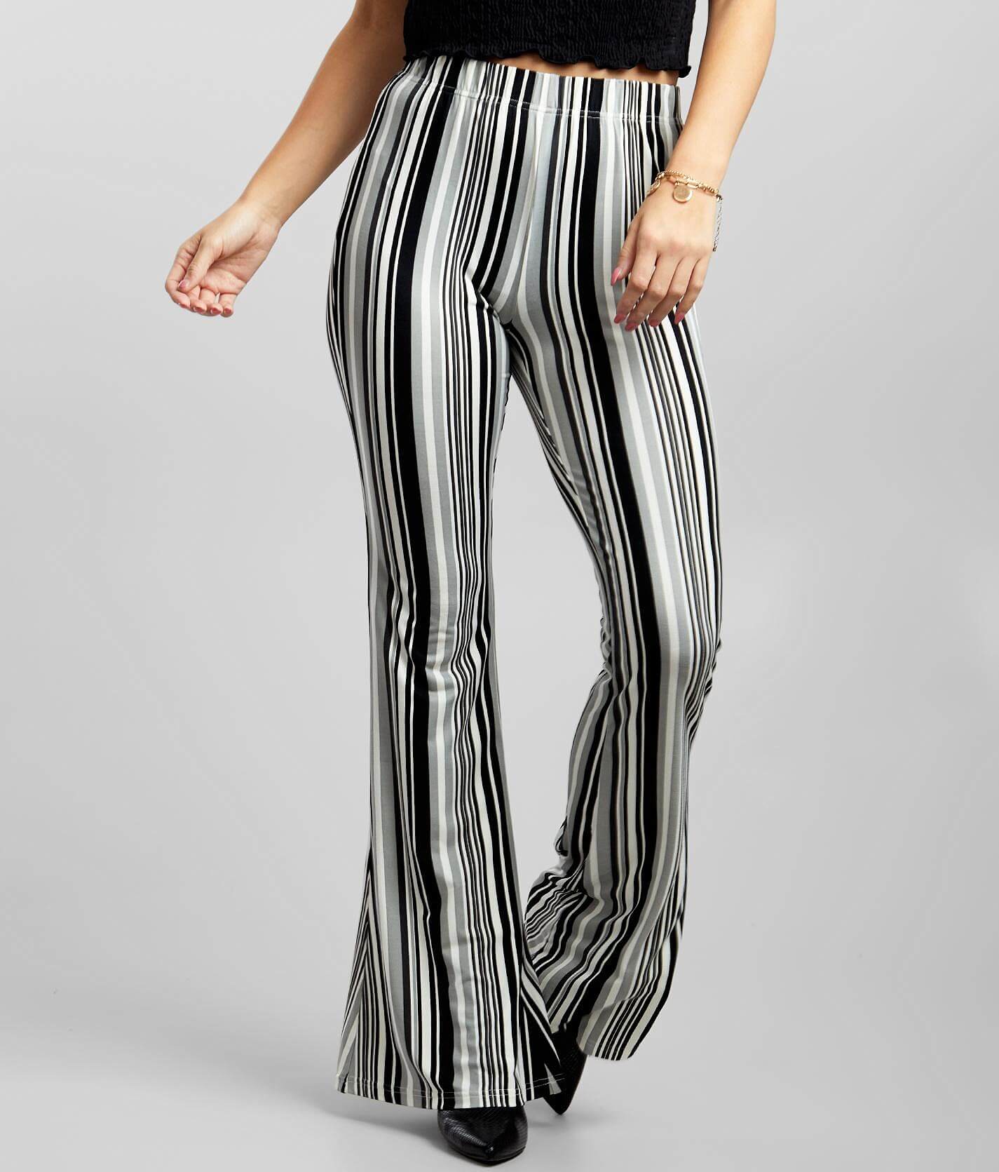 black and white striped flare pants