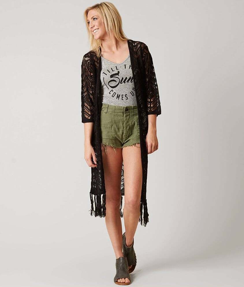 Daytrip Fringe Cardigan Women's Sweaters in Black | Buckle Daytrip Fringe Cardigan Women's Sweaters in Black | Buckle