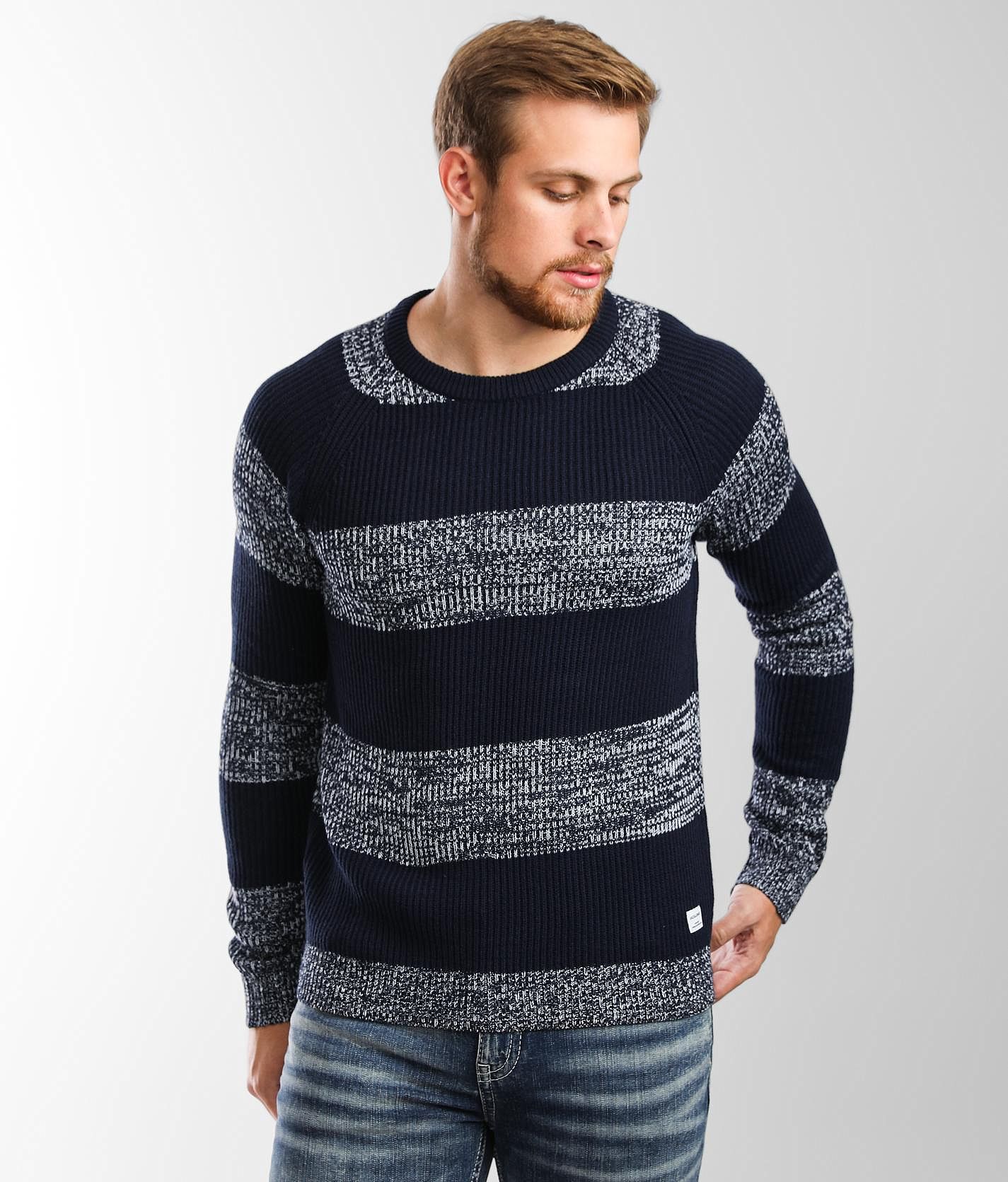 Striped knit hotsell sweater mens