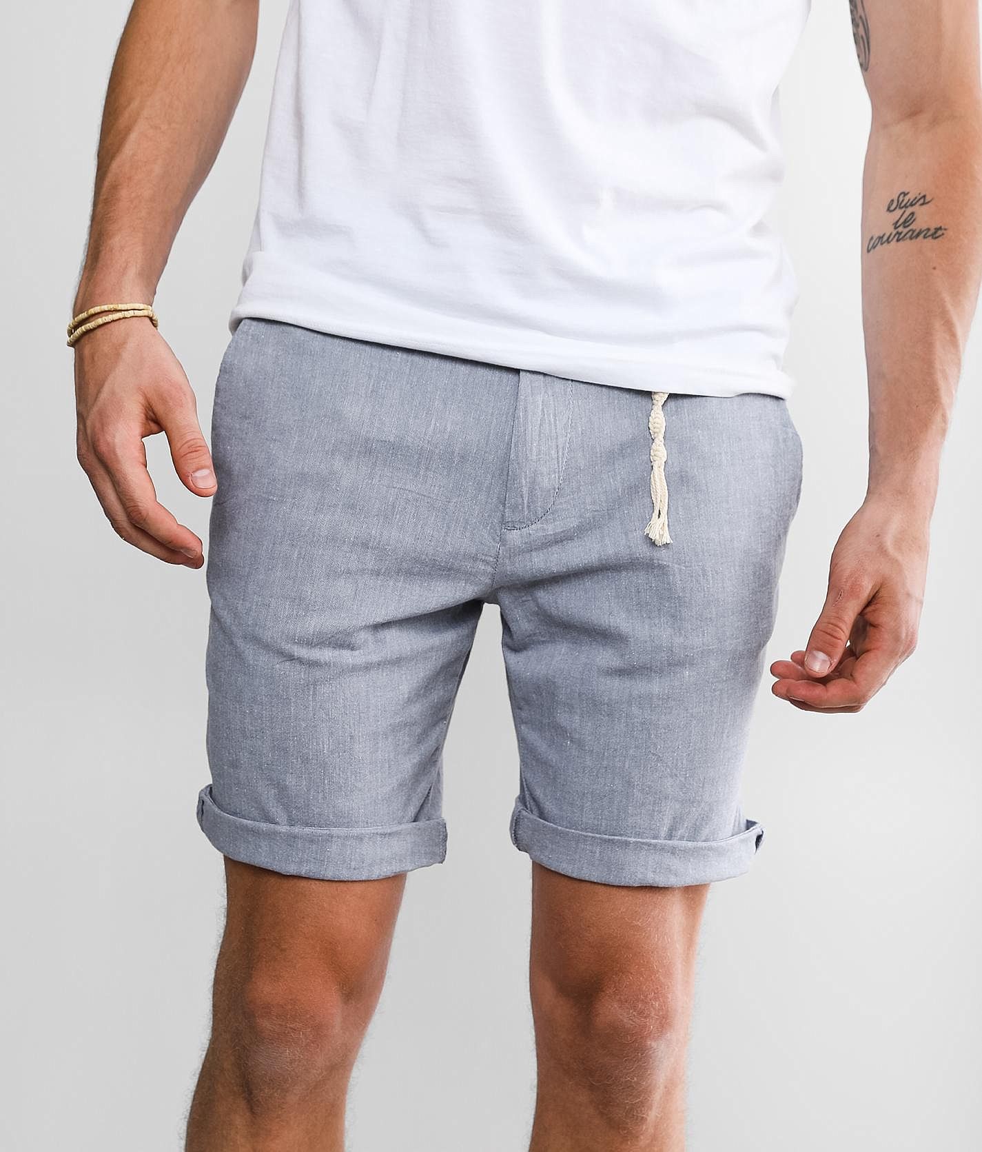 Jack&Jones® Sky Linen Cuffed Short - Men's Shorts in White Pepper