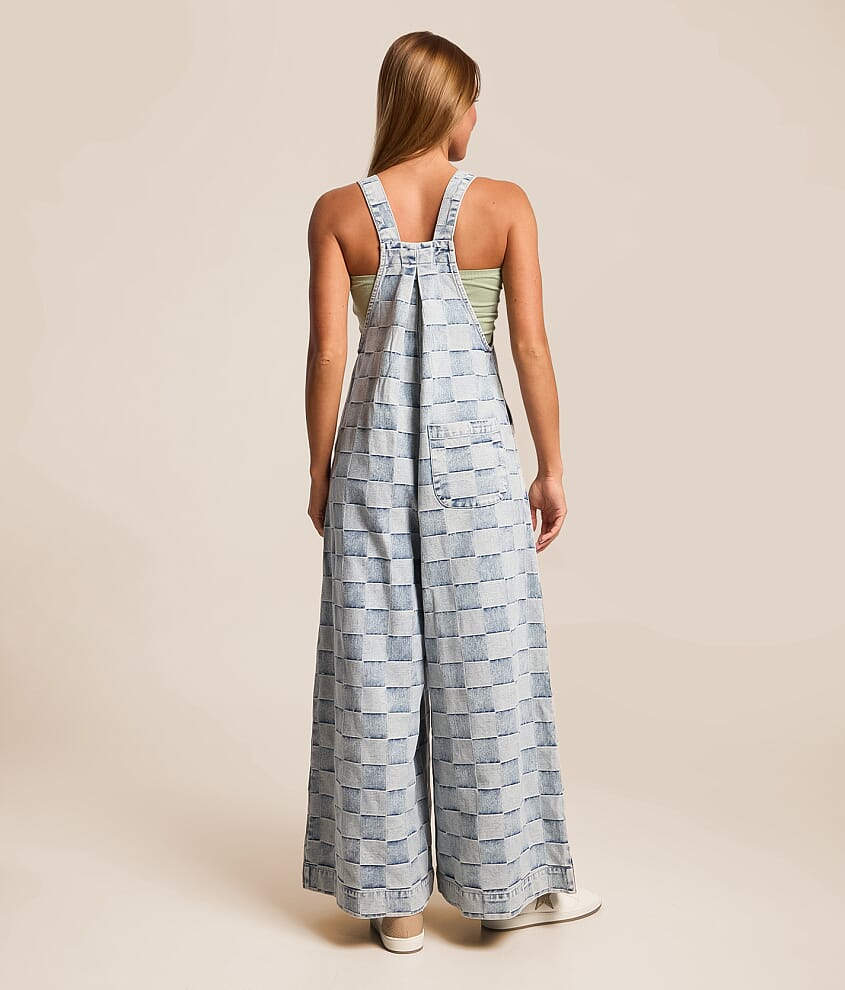 Washed Wide Leg Denim Overall