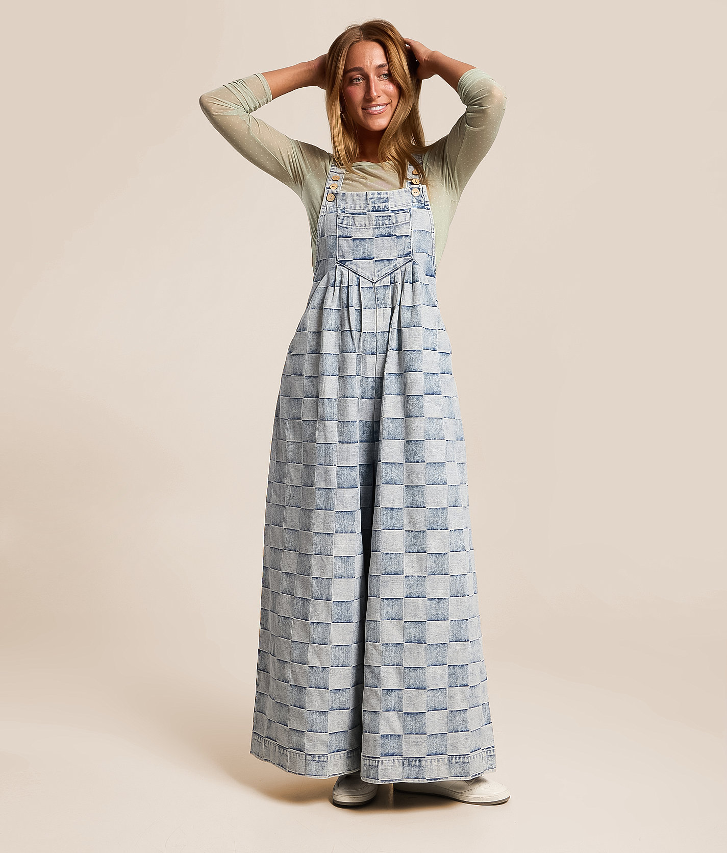 Washed Wide Leg Denim Overall
