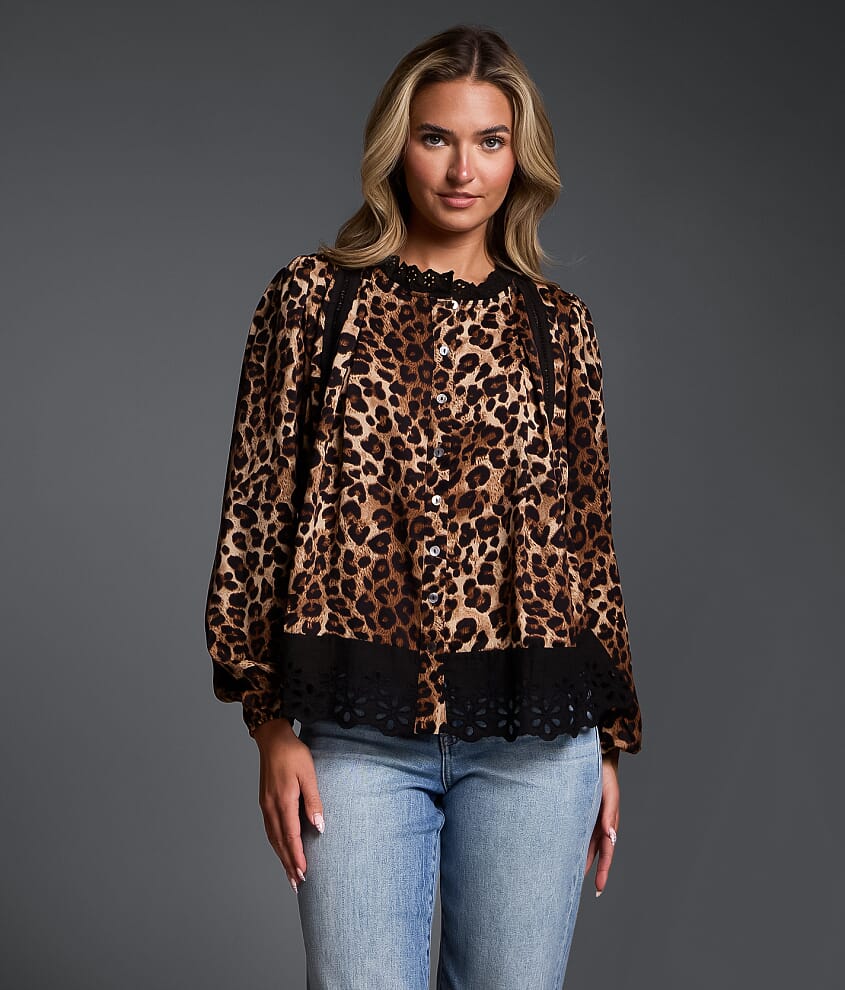 Refined Edit - Satin Leopard Blouse - thumbnail 2