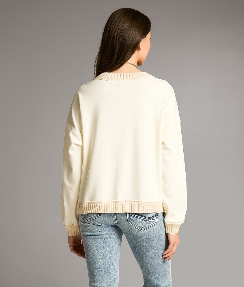 Pieced Chunky Knit Sweater