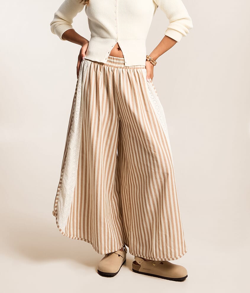 Striped Eyelet Pant