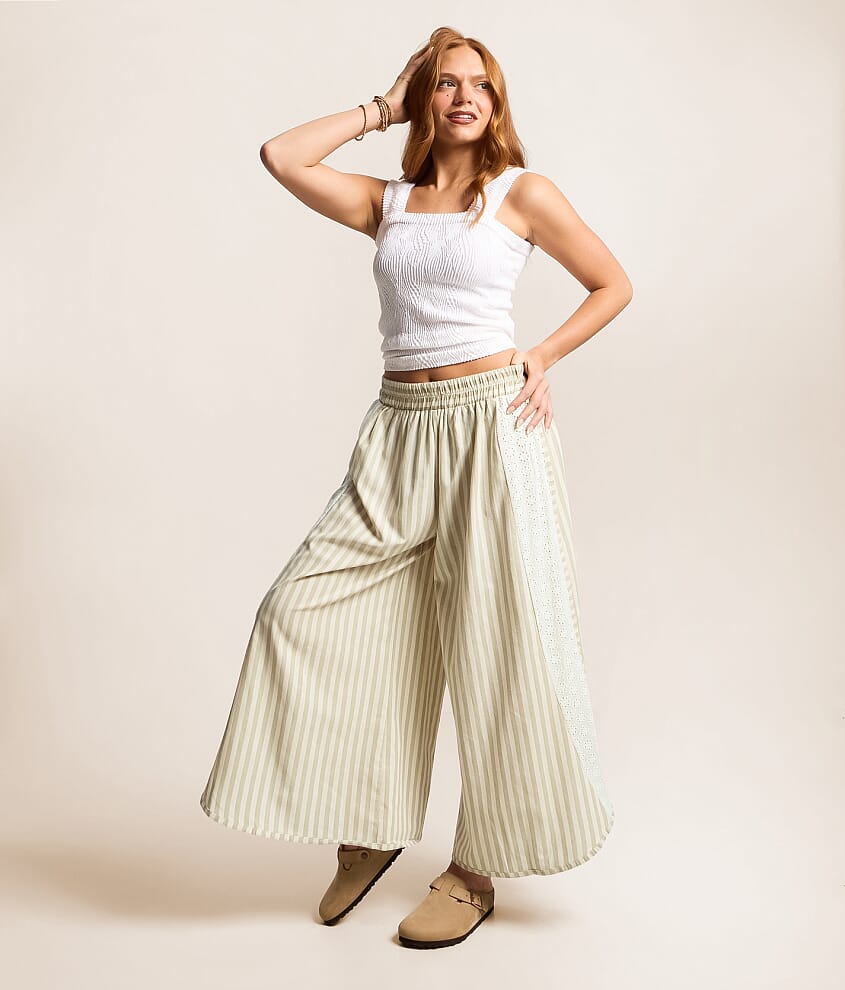 Striped Eyelet Pant