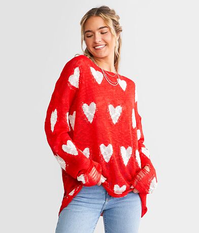 BiBi Destructed Heart Sweater front view