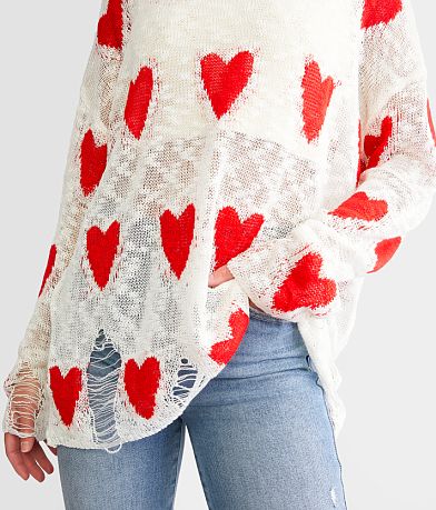 BiBi Destructed Heart Sweater misc detail 1 view