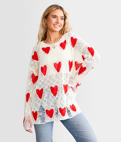BiBi Destructed Heart Sweater full left side view