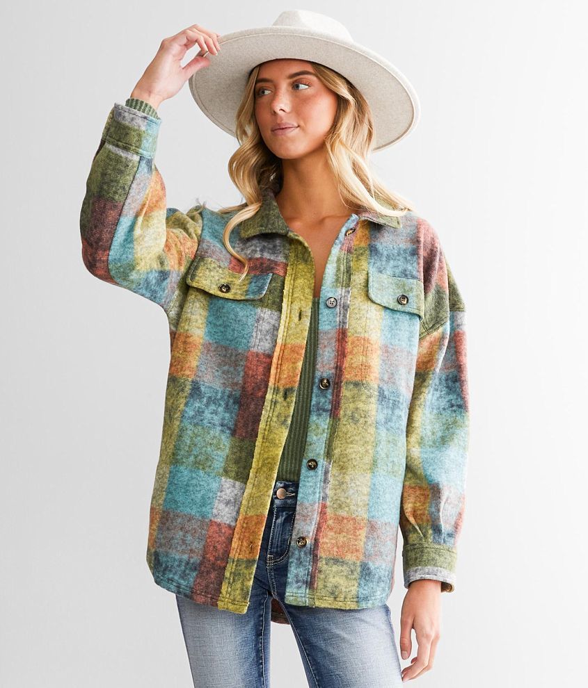 Women's Brushed Plaid Shacket