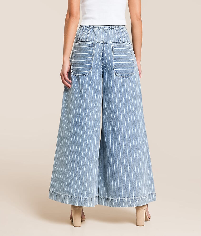 Striped Denim Wide Leg Jean
