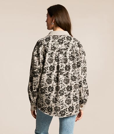 Floral Denim Boyfriend Shacket thumbnail 3