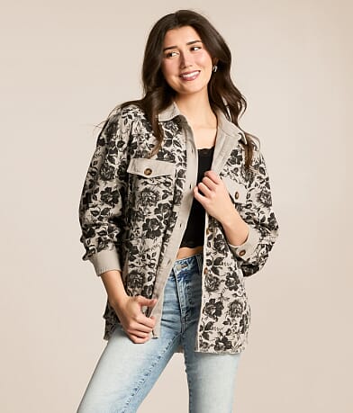 Floral Denim Boyfriend Shacket