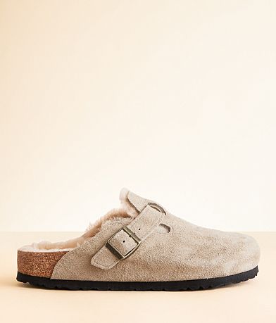 Birkenstock® Boston Suede Shearling Clog front view