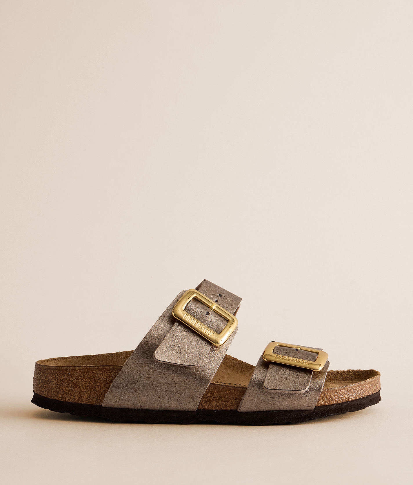 Birkenstock Rust/Tan Suede Double-Buckle Slide Sandals with  display picture 3