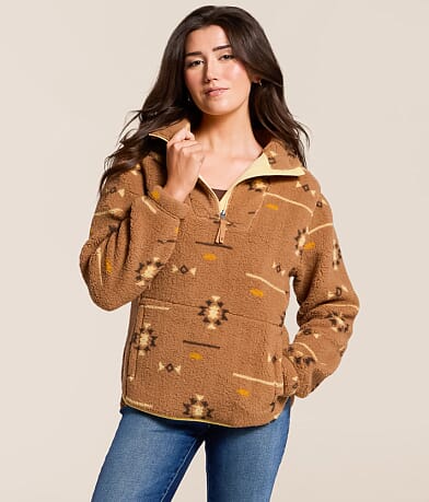 LIV Outdoor Ainsley Aztec Sherpa Insulated Pullover front view