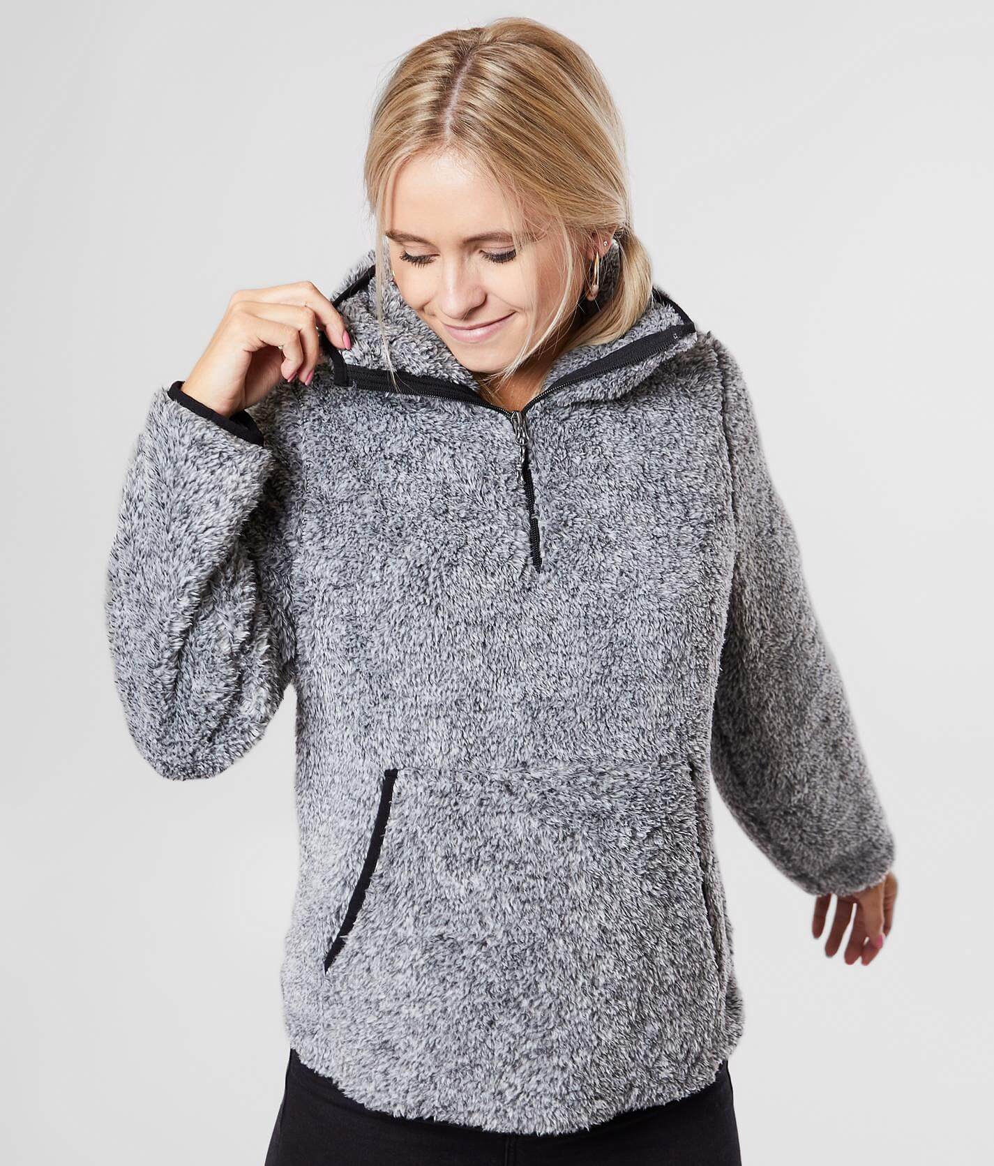 womens black sherpa pullover