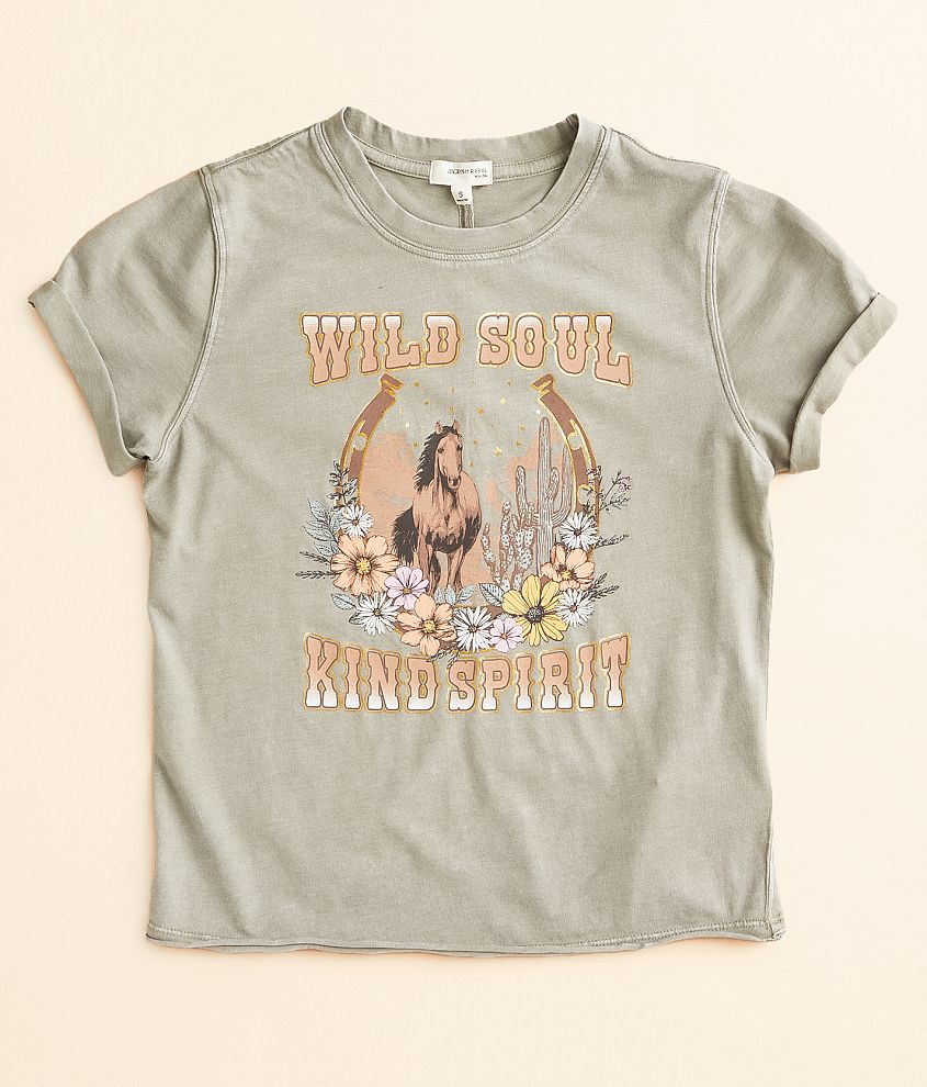 Girls - Modish Rebel Wild Soul Kind Spirit T-Shirt front view