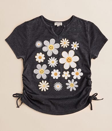 Modish Rebel Girls - Smiley Flowers T-Shirt front view