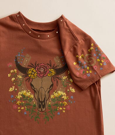 Girls - Floral Steer T-Shirt thumbnail 3