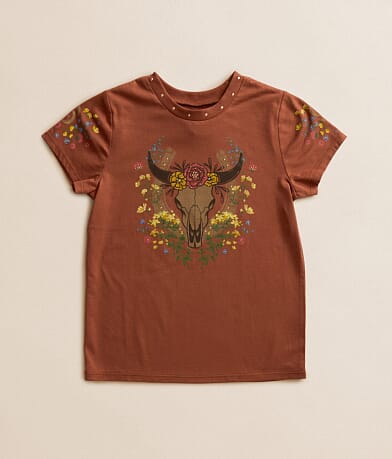 Girls - Floral Steer T-Shirt
