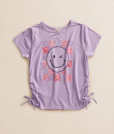 Girls - Rhinestone Checker Smiley T-Shirt