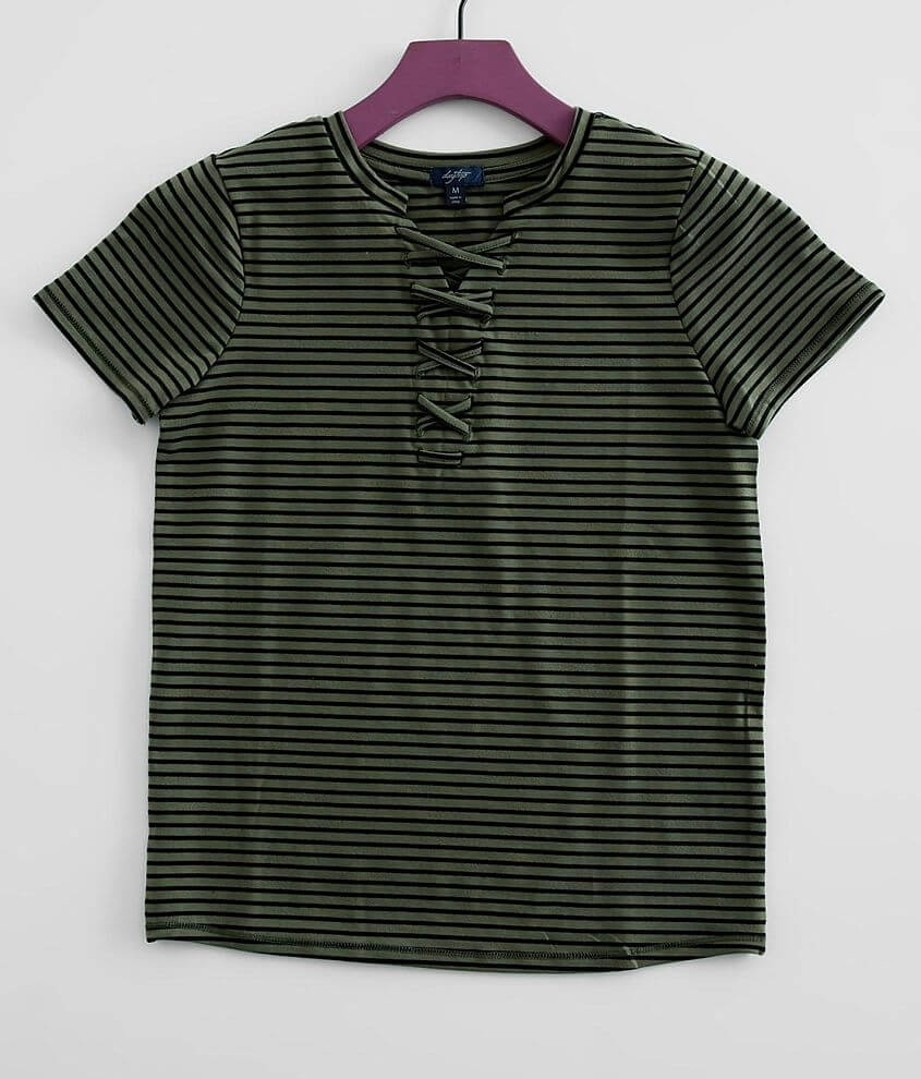 Girls - Daytrip Striped Lace-Up T-Shirt front view