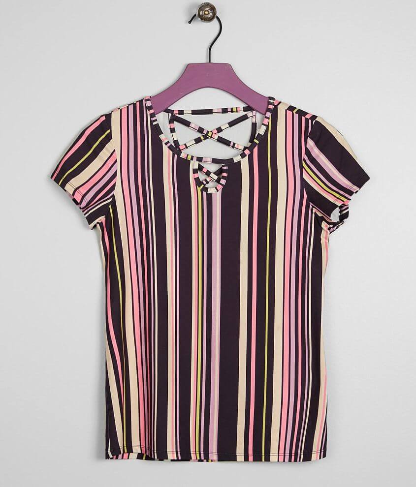 Girls - Daytrip Striped Faux Suede Top front view
