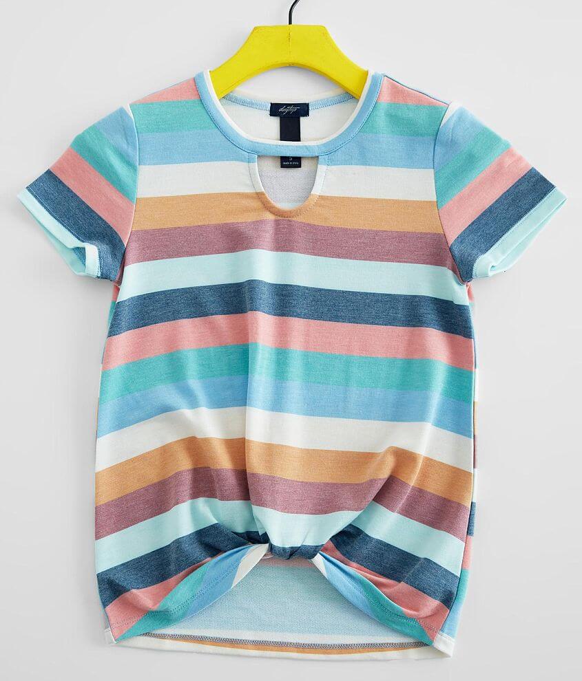 Girls - Daytrip Striped Keyhole Top front view