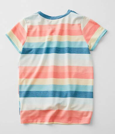 BKE Girls - Wide Stripe Keyhole T-Shirt BACK