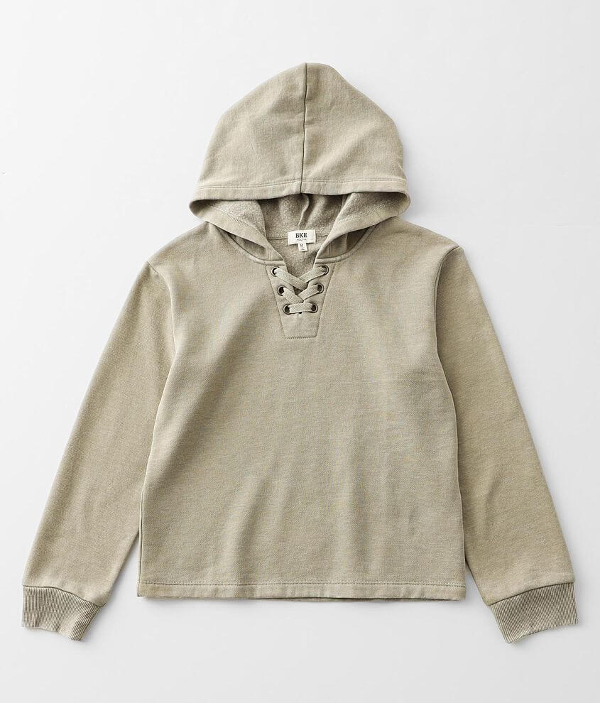 Girls - BKE Lace-up Burnout Hooded Sweatshirt front view