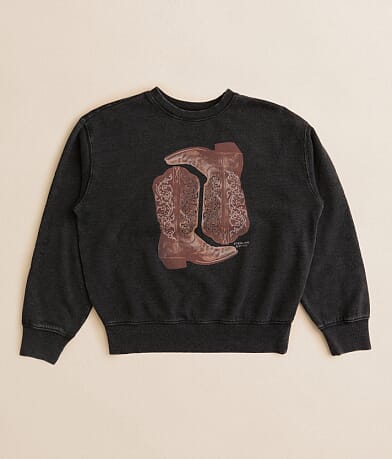 Sterling & Stitch Girls - Western Boots Pullover front view